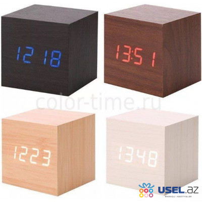 Часы Wooden Blue LED Alarm Clock VST-869